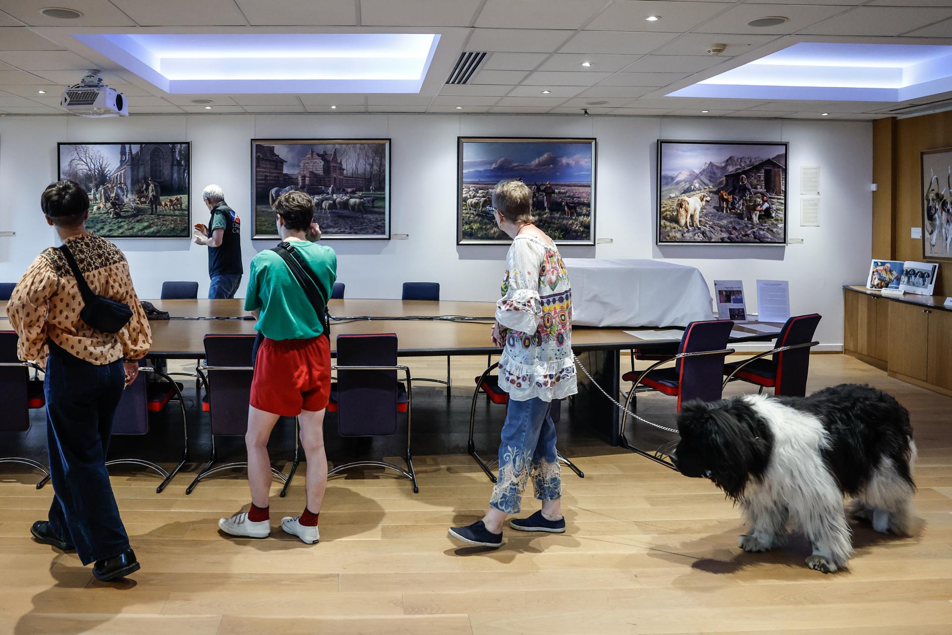 Visitantes del museo dedicado a los perros en Aubervilliers, cerca de París. EFE/EPA/MOHAMMED BADRA